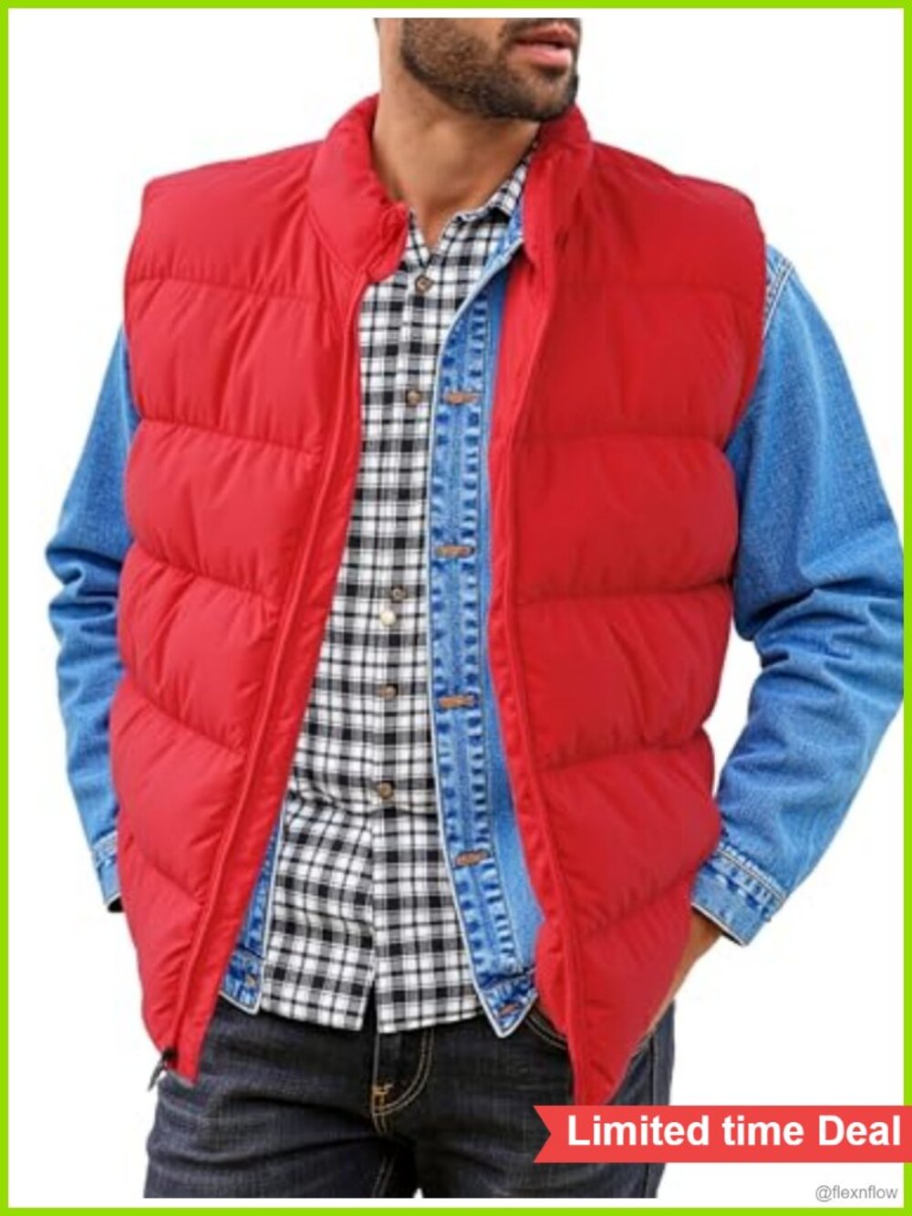 Men's Quilted Puffer Vest Sleeveless Winter Jacket Waterproof Cotton